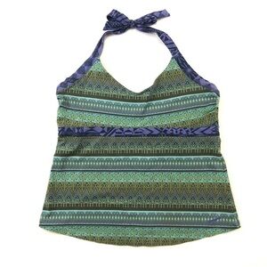 Patagonia green purple print organic cotton halter top XL